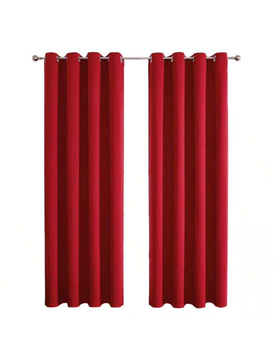 Juego de Cortinas Rojas Modernas con Ollaos para Barra