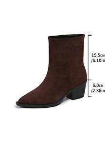 Women's Fashion Ankle Boots, Pointed Toe High Heel Booties, Khaki Western Style Boots, Vintage Chunky/Slim Heel Ankle Boots, Classic Short Boots, Black Ankle Boots, Mid-Calf Boots, High Heel Short Boots, Ladies Boots, Autumn/Winter - Brown - View 5