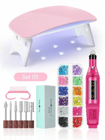coscelia Nail UV Lamp & Nail Drill Supplies Nail Kit For Gel Nails, Nail Drill Bits, Decortion Diamonds For Women DIY Home Art Salon Gifts