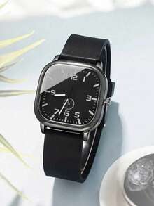 1pc Square Business Casual Outdoor Luxury Alloy Couple Quartz Watch With Stainless Steel Band, Suitable For Night Fishing, Adventure, Students, Casual Wristwatch - Multicolor - View 14