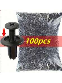 Rebites de plástico preto, para fixação durável de para-choques traseiros internos/externos de automóveis, parafusos de instalação rápida para para-choques e para-lamas, porcas industriais, tampas com rosca completa.