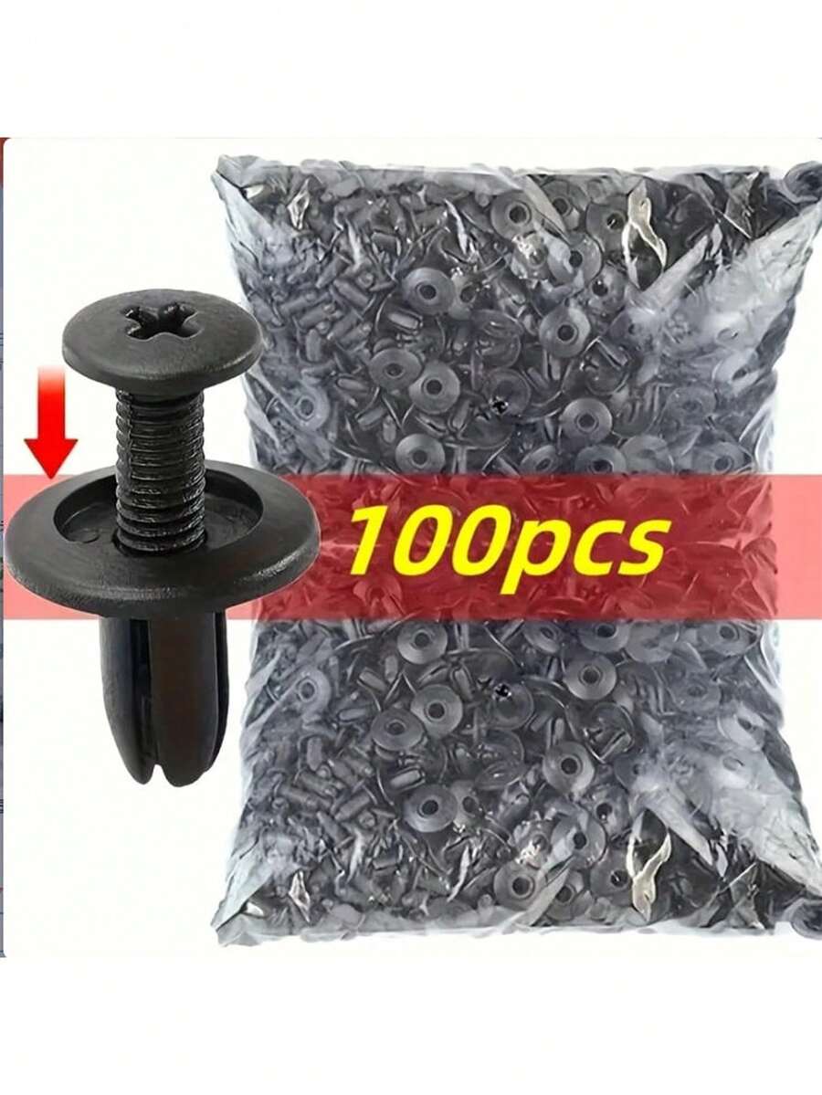 Rebites de plástico preto, para fixação durável de para-choques traseiros internos/externos de automóveis, parafusos de instalação rápida para para-choques e para-lamas, porcas industriais, tampas com rosca completa.