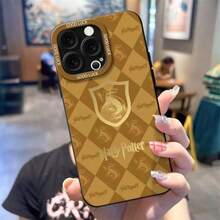 Warner Bros 1pc Harry Potter Wizarding School Series Phone Case, Classic Argyle Pattern + Gold-Plated Emblem, 4 Camera Cutouts, Wear-Resistant & Anti-Drop, Illuminates Daily Use & Collecting Fun