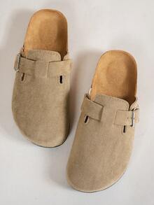 女士休闲纯色绒面革一脚蹬穆勒拖鞋，有保暖内衬和非保暖内衬版本