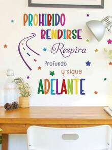 1 pieza Adhesivo de pared motivacional de dibujos animados, adecuado para la habitación de los niños, decoración de la guardería - Multicolor-G - Ver 3