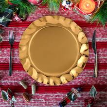 10/30 32cm Weihnachts-Wellenmuster Goldene Untersetzer Einweg Schwer Belastbar Goldene Einweg Pappteller für Partys Schwer Belastbare Pappteller 600 g/m², Geburtstags-Party Zubehör Teller