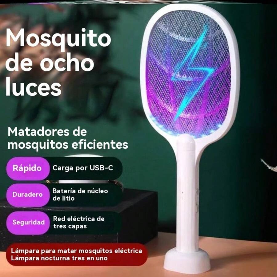 Electric Pest Repeller & Insect Killer Matamoscas Eléctrico Recargable Alta Potencia Automático para Hogar Eliminación Eficaz de Mosquitos Atracción Automática de Insectos Repelente de Plagas - Blanco - Ver 1