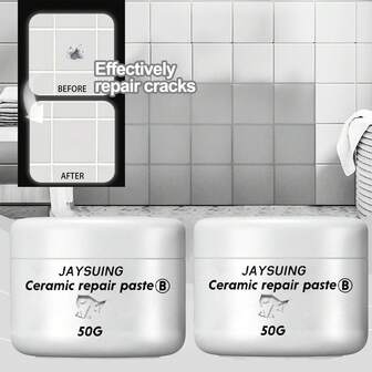 2PCS Tile Repair Kit, Tile Adhesive, Toilet Marble Pit Glaze Repair Agent, Ceramic Paste, 100g (50g+50g), High-Strength Adhesive, Fast Curing, Durable, Water-Resistant And Wear-Resistant, Not Easy To Fall Off, Can Be Used To Repair Holes, Scratches, Fragments And Cracks, Suitable For Any Hard Surface Such As Bathroom Tiles, Floors, Kitchen Countertops, Bathtubs, Toilets, Shower Trays, Etc