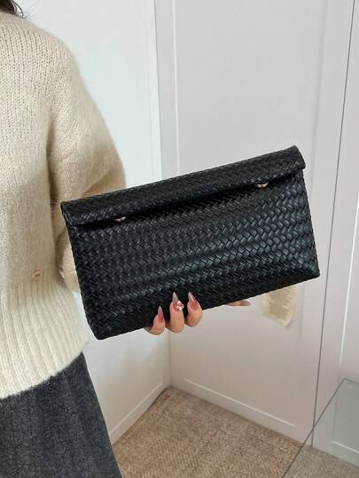 Fashionable Solid Color Hand-Held Bag, Large Capacity Flip Cover Magnetic Buckle Small Square Bag, Crocodile Pattern Women's Bag, Versatile Dinner Bag For Women's Parties, Travel, Shopping