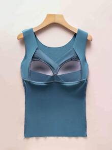 3件套女士保暖天鹅绒蕾丝加厚吊带背心，无缝V领无袖保暖内衣，适合日常休闲穿着，秋冬季