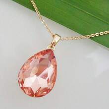 Navachi 18k Gold Plated Water Drop Pear-Shaped  Pendant Necklace 16inch+2inch{Inchcolor_nameinch:InchOrangeinch} - Orange - View 5