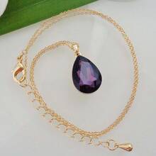 Navachi 18k Gold Plated Water Drop Pear-Shaped  Pendant Necklace 16inch+2inch{Inchcolor_nameinch:InchPurpleinch} - 紫色 - 查看 5