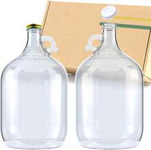 Pack 2 Garrafas de Vidrio 1 Galón con Tapa de Aluminio 2 colores | Envase Jarra para Jugo, Cerveza, Sidra y Fermentación | Oreja de Transporte | Vidrio Transparente Grado Alimenticio | Mayoreo - negro - Ver 1