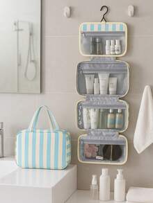 Multifunctional Four-Fold Toiletry Bag With A Hook, Portable Travel Makeup Organizer Bag, Suitable For Cosmetics, Medicines, Shampoos, Bathroom Supplies, Ideal For Business Trips, Vacations, And Everyday Use. Wash Bag For Travel For Bathroom Large Capacity Makeup Bag For Men For Women - Multicolor - View 2