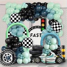 112件套蓝黑气球套装，DIY赛车气球花环和拱门套装 - 适合一周岁生日揭晓派对、洗礼派对、男孩女孩儿童婴儿派对生日房间派对装饰 - 彩色 - 查看 7