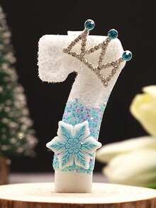 1 Stück 3D Schneeflocken Krone Geburtstagkerze - funkelndes Schneeflocken Design mit Kronen Akzenten, stabiler Kunststoffständer, perfekt für Feierlichkeiten & Tortendekoration, Geburtstagskerzendekoration, festliche Tischmitte, elegantes Kerzendesign, dekorativer Kerzenhalter