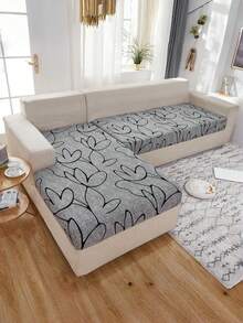 1件装防滑弹力装饰牛奶丝面料沙发座垫套，花卉印花保护套，宠物防污防脏，适用于A型/1/2/3/4人沙发/贵妃椅沙发，四季通用 - 仔蓮-笠套款 - 查看 5