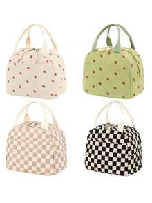 1 Piece Strawberry Print Corduroy Lunch Bag Thermal Insulation Lunch Box Storage Handbag School Cooler Bag Picnic Food Pouch Portable Lunch Bag Thermal Insulated Lunch Box Bento Pouch Dinner Insulation Bag Cute Lunch Fruit Bag Lunch Bags With Pocket ,Multifunctional Waterproof Leak-Proof Adult Lunch Tote Cooler Bag Work Outdoor Camping Picnic - 彩色 - 查看 6