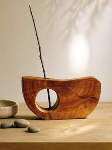 1pc Wood Grain Geometric Hollow Flower Vase, Modern Home Decor/Dining Table Centerpiece - Multicolor - View 4