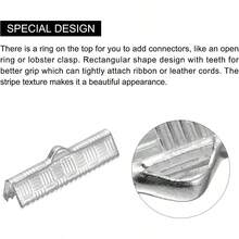 100Pcs Ribbon End Crimp Clamps, 25mm Stripe Texture Pinch Cord End Clasps Bracelet Making, Silver White - 25mm + Bạc Trắng - Xem 5