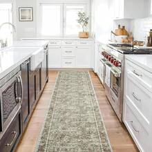 5x8 Area Rug Bedroom, Boho Vintage Floral 5x8 Ft Washable Soft Large Rug Living Room, Dining Room, RV, Car, Non-Slip Floor Carpet With Rubber Backing, Greyish Green - Acanthus - Green - View 2