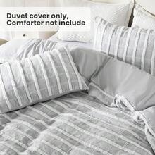 ROSE&RISY Tufted FQueen Duvet Cover Set, 3 Pieces Soft & Comfortable Lightweight Textured Boho Embroidery Shabby Chic Bedding Set,Includes 1 Duvet Cover, 2 Pillow Cases (Grey Gingham,FTwin){Inchcolor_nameinch:InchHStripesinch,Inchsize_nameinch:InchFTwininch} - HS條紋 - 查看 3