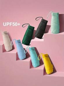 1pc Mini Pocket Umbrella, Compact Umbrella, 5-Fold Umbrella, Dual Use Rainproof & Sunproof, Mini Pocket Waterproof Portable Travel Umbrella, Sunshade Umbrella Women Sunscreen UV Sunscreen Umbrella 2 In 1 Mini Six Fold Ultra Light Compact Portable, Mini Travel Umbrella - Multicolor - View 3