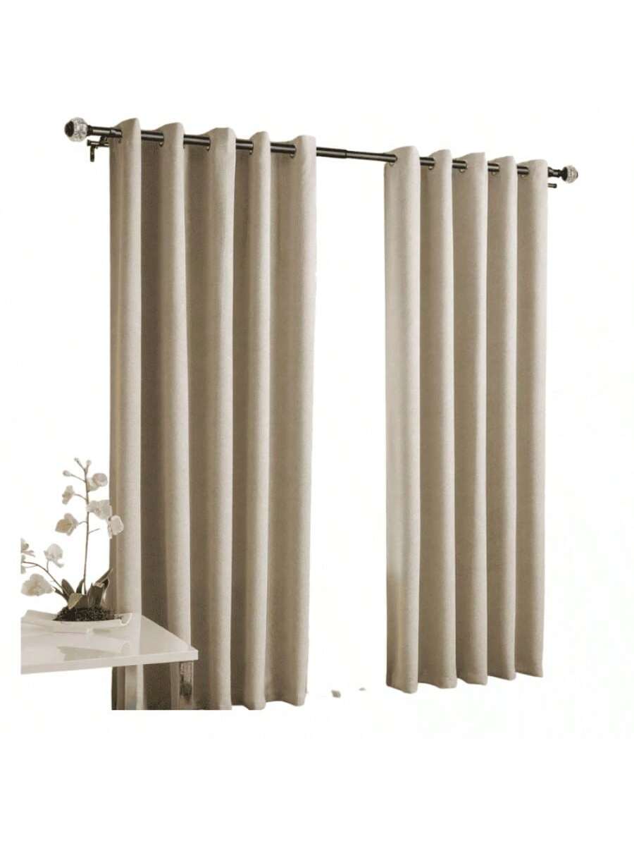 Juego de Cortinas Beige Modernas con Ollaos para Barra