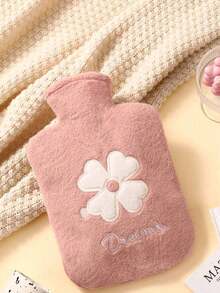 1pc Plush PVC Hot Water Bag,Hot Water Bottle,Hot Water Bag For Pain Relief,Hot Water Bag Portable Hand Heater,Hot Water Bottle With Cover ,PVC Mini Reusable Hot Bag Without Charging, With Cute Flower Design, Perfect For Friends, Ideal Winter Gift