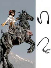 Látigo de caballo profesional de 95 cm - Mango de piel de PU suave, látigo, látigo de serpiente, látigo de entrenamiento, fusta tejida a mano, reutilizable, adecuado para entrenamiento, práctica y juegos al aire libre - Accesorio de equitación duradero, fácil de usar y portátil