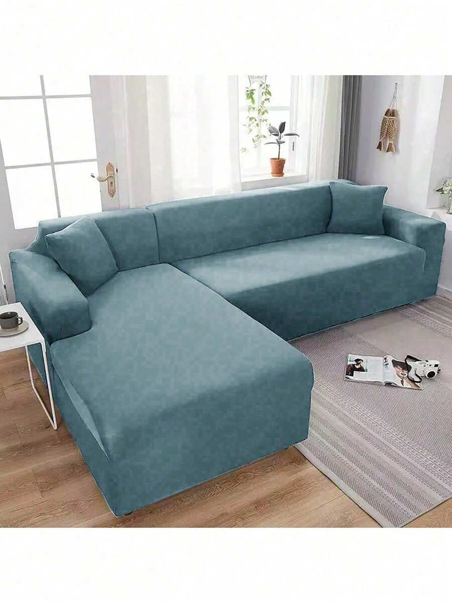 1 tấm bọc ghế sofa co giãn bằng cao su latex màu trơn, kiểu dáng hiện đại, dùng được cả bốn mùa, phủ kín toàn bộ ghế sofa, thân thiện với thú cưng, có thể giặt máy, trang trí nhà cửa thân thiện với thú cưng, phù hợp cho ghế đơn, ghế đôi, ghế ba, ghế bốn chỗ. - Màu xanh bụi bặm - Xem 1