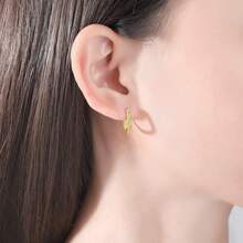 1 par de pendientes de aro con forma de U con rhinestones cuadrados, pendientes de moda para mujeres, adecuados como regalo para novia o amante