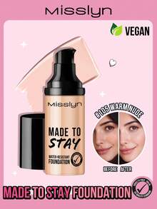 MISSLYN 1件裝 Made To Stay 防水底妝，高遮瑕乳霜底妝，長效抗暈染妝容，滋養奶油質地均勻膚色，適合日常穿搭、派對與 Y2K 風格，純素品牌美妝化妝品 - #105 - 查看 1