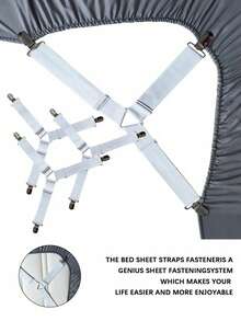 可调节三角毯夹，金属夹和橡皮筋，防滑床单固定器，保持床单紧绷平整，耐用床垫垫固定器，实用毯子固定工具，隐藏式防滑带，适用于沙发垫、毯子和家用纺织品，居家和宿舍必备 - 彩色 - 查看 2