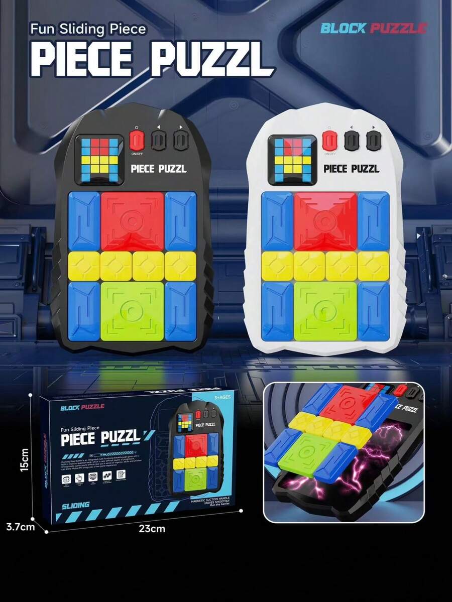 超强逻辑思维华荣路滑动电子拼图积木智能益智玩具，500个难度级别，由易到难，挑战模式支持多人竞技，儿童益智玩具，男孩女孩皆宜的礼物 - 彩色 - 查看 1