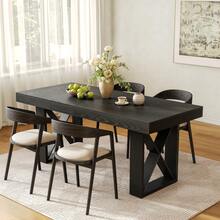 Tribesigns 63-Inch Rectangle Dining Table For 4-6 People, Farmhouse Thick Appearance Design, Rectangular Kitchen Dinner Table For Home, Black - màu đen - Xem 1
