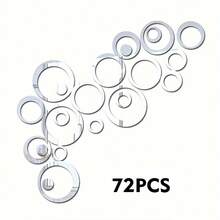 24/48/72pcs Silver, Gold, Black, Red Acrylic DIY Decorative Mirror Wall Stickers, Assorted Round Plastic Decals, Suitable For Living Room, Bedroom, Mirror, Cabinet, Removable And Easy To Install, Waterproof And Shatterproof - Multicolor - View 15