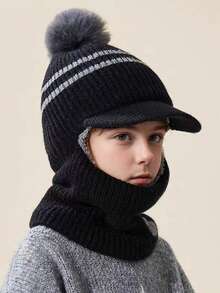 1 Stück Kinder Ohrenklappenmütze, dick und warm gestrickter Winterbeanie für Jungen und Mädchen, geeignet für den täglichen Gebrauch, Outdoor, Schnee, Alter 3-8