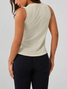 Leorrey 1 Stück Damen nahtloses, bequemes Lässig Sport Tank Top, modischer einfarbiger rundhalsiger ärmelloser figurbetonter Trainings-Träger