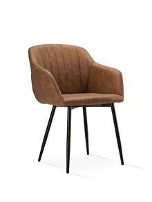 Goeurvant Contemporary Vertical-Stripe Upholstered Dining Chairs With Armrests & Metal Legs For Dining Room, Kitchen, Living Room - Set Of 2 / Set Of 4 / Set Of 6 - Brown - 棕色 - 查看 7