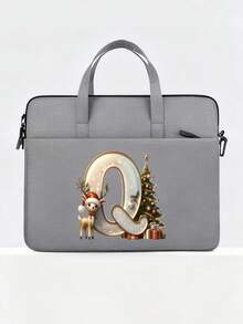 New Christmas Letter Graphic Laptop Bag, Fits 14-Inch Laptop Or Tablet, Fashionable Water-Resistant Fabric Briefcase For Men Christmas Bags