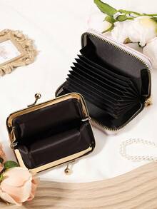 Modische und hochwertige Kreditkartentasche mit Schleifen-Muster, einfach und lässig mit mehreren Kartenfächern, modischer Reißverschluss-Münzbeutel, Schul- und Studentenwohnheim-Zubehör, abnehmbar und vielseitig, großes Fassungsvermögen Damen-Geldbörse, Handtasche, Aufbewahrungstasche