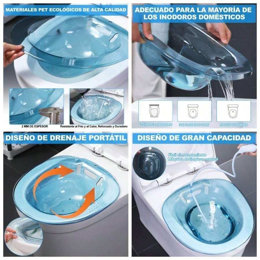 Bao Perineal Sobre El Inodoro Bao De Asiento Sitz Bath Lavabo De Perineal Sobre El Inodoro Para Cuidado Posparto Mujeres Embarazadas Ancianos Alivio De Hemorroides Azul transparente - Azul transparente - Ver 1