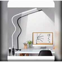 1pc White/Black LED Reading Light With Clip, USB Plug Book Light, Flexible Neck Portable Clamp Lamp For Bed Headboard,, Computers & Desk, Perfect Night Bed Light,Suitable For Halloween And Christmas. - White - View 3