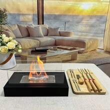 Decorative Fireplace Heater, Cylindrical Glass Decorative Flame Chimney, Suitable For BBQ Tables, Home Gatherings, Birthday Gifts, Weddings, Events, Outdoor Bars, Cafes, Camping, Restaurants, Bedrooms, Christmas And More - Multicolor - View 5