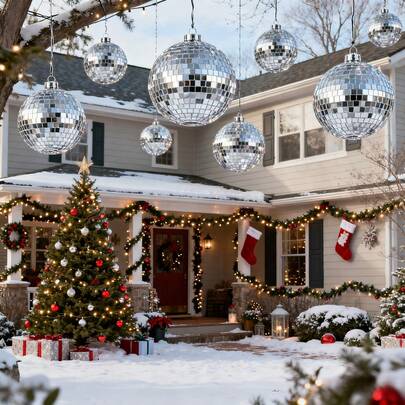 1pc Christmas Ball, Mirror Ball, Party & Disco Ball For Photography, Baking Decor, Disco Glitter Hanging Ornament, Christmas Tree Decor, Shiny Glitter Ball