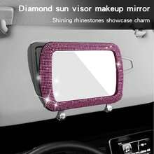1 pieza Espejo de visera de coche con diamantes de imitación (versión sin luz) - Accesorio de maquillaje creativo, regalo perfecto para el hogar, espejo de visera de coche, espejo de decoración de diamantes popular, espejo compacto de visera de coche - Superficie de espejo de vidrio rectangular y plano, herramienta auxiliar de espejo retrovisor para mujeres, accesorio de coche | Regalo ideal, accesorio de para conducir | Estética moderna | Vidrio duradero, espejo de visera de coche - Multicolor - Ver 6