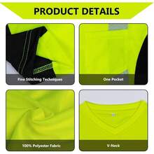 Shirts Women High Visibility Shirts Reflective Class 2 ANSI Hi Vis Construction Work Short Sleeve - Small + Yellow - View 4