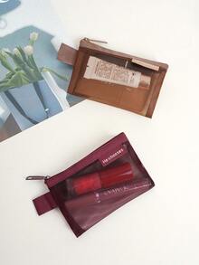 4pcs Large Capacity Nylon Mesh Zipper Pouch, Portable Waterproof Cosmetic Bag Wine Red Bag, Multifunctional Makeup Bag, Stationery Bag, Cable Organizer, Coin Purse Makeup Travel Toiletry Organizer Make Up Bag Makeup Pouch Toiletry Bag Wash Bag Travel Essential Cruise Essentials Vacation Essentials For Men Women - Multicolor - View 7