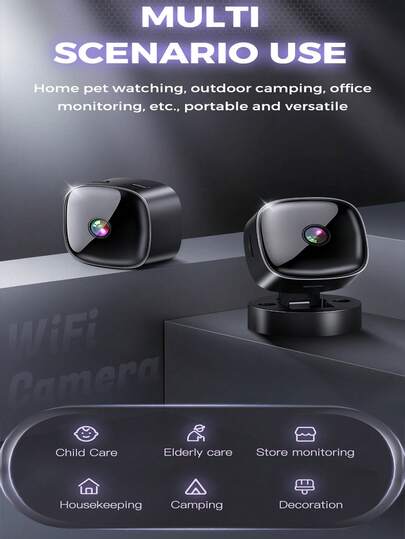 1080P Night Vision Mini Portable High Definition WIFI Camera, 360° Adjustable, Desktop, Wand Mounted, Ceiling Mounted Installation, Mobile Detection Alarm, Supports TF Card Cloud Storage, Applicable Home Bedroom, Corridor, Baby Crib, Office Etc. view 6